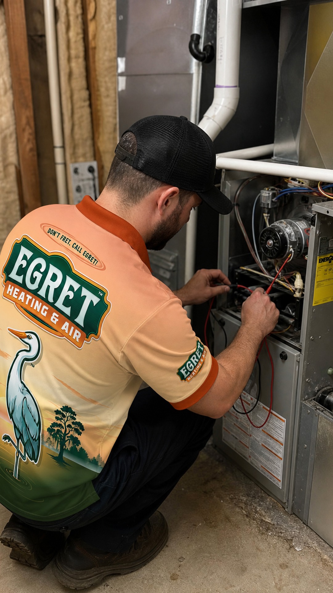 Egret team reviewing heating installation options.