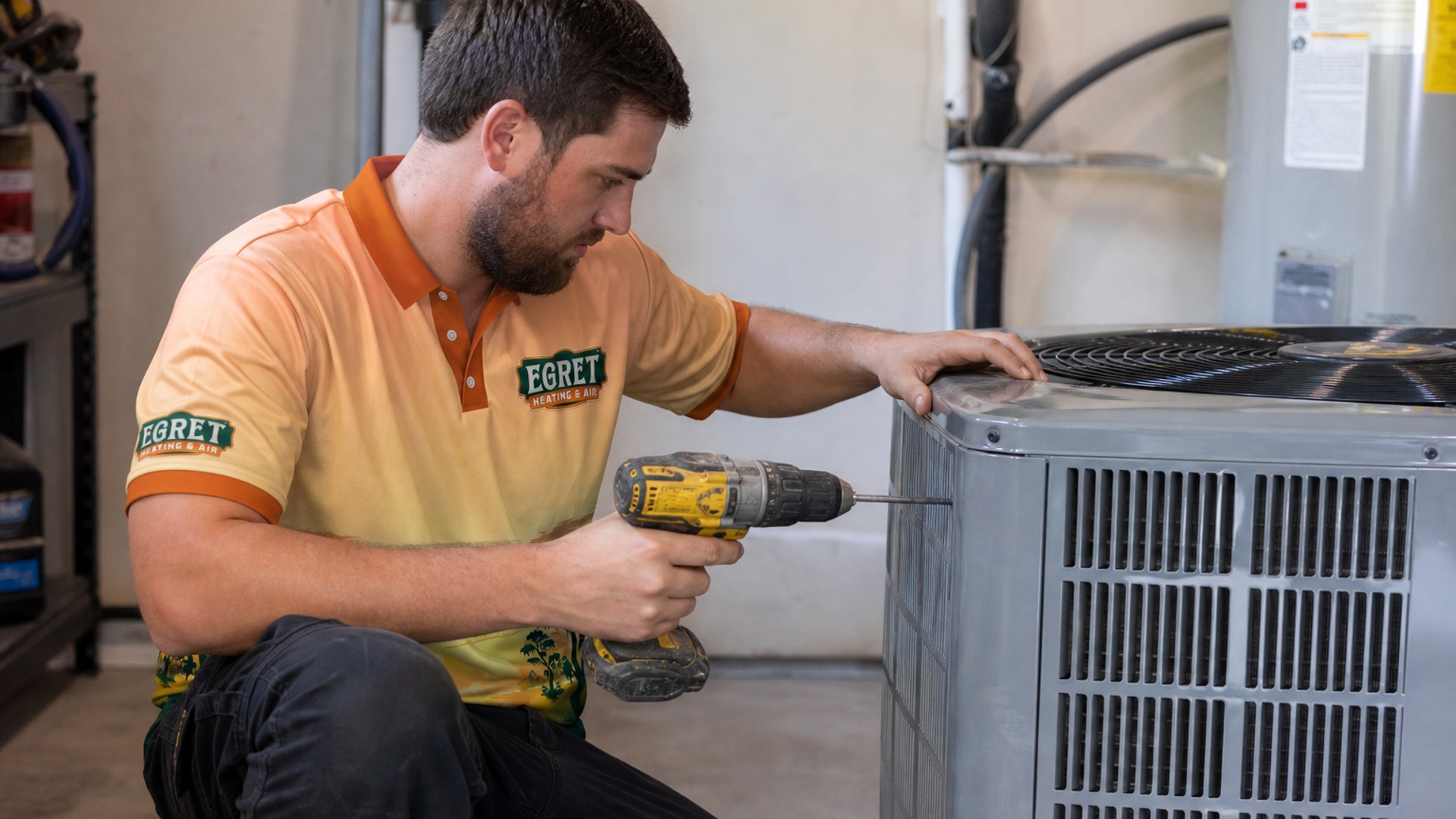Egret outdoor condenser tune-up for a St. Bernard Parish home.